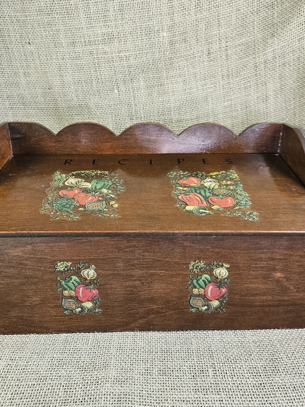 Vintage Handcrafted Wooden Recipe Box With Vintage Recipes Grandmacore 1980s